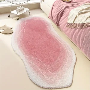 High Pile Fluffy Polyester Area Rug, Irregular Cloud Shape Non-Slip Washable Carpet for Bedroom, Living Room, and Indoor Use - Machine Made Soft Plush Rug with Skid Resistant Backing