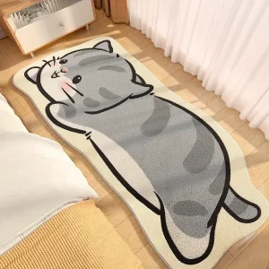 Adorable Cartoon Animal Floor Mats, Plush Soft Bedroom Area Rugs for Girls, Hand Washable Polyester Blend, Cozy Accent Room Mats