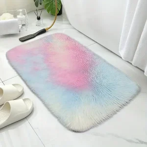 1PC fluffy carpet, bathroom rainbow rug, bathroom plush carpet, home decorative plush carpet