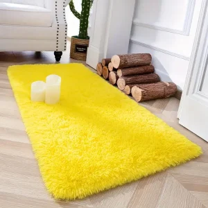 Ultra-Soft Plush Area Rug For Bedroom & Living Room - Non-Shedding, Machine Washable Decorative Carpet In Yellow, Green, Blue