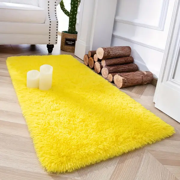 Ultra-Soft Plush Area Rug For Bedroom & Living Room - Non-Shedding, Machine Washable Decorative Carpet In Yellow, Green, Blue