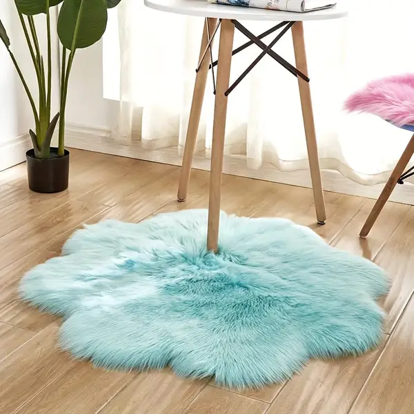 1PC Plush Plum Blossom-shaped Carpet Rug Can Be Used In Bedroom And Living Room, Placed Anywhere, Machine Washable Long Plush Shaggy Fluffy Decorative Carpet