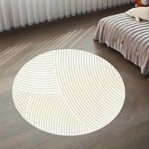 Ultra-Soft Minimalist Round Rug - Plush, Non-Slip, Machine Washable for Bedroom & Living Room Decor