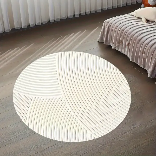 Ultra-Soft Minimalist Round Rug - Plush, Non-Slip, Machine Washable for Bedroom & Living Room Decor