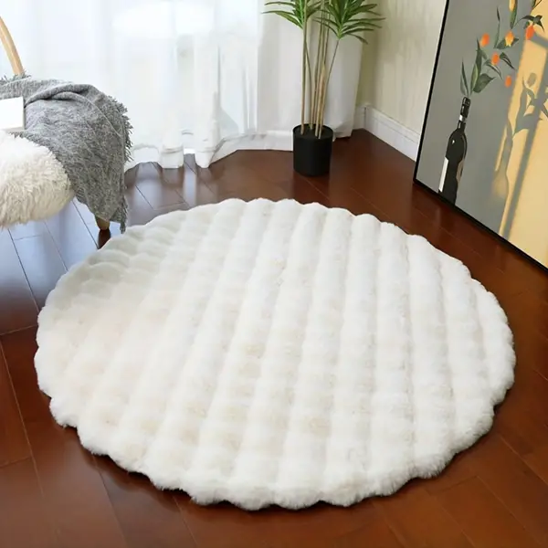 1pc Creative Round Bubble Fluff Area Rug, Soft Plush Comfortable Lightweight Solid Color Polyester Rug for Living Room, Bedroom, Vanity, Tea Room - Easy Care Durable, Dry Clean Only