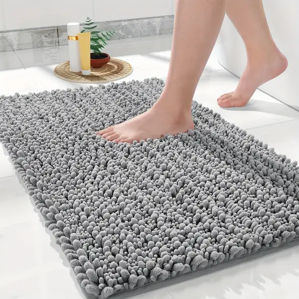 Bathroom Rug Mat 31.5 X 19.7 X1.57in, Extra Soft & Absorbent Bath Rugs, Non-Slip Plush Shaggy Bath Carpet, Machine Wash Dry, Bath Mats For Bathroom Floor, Tub And Shower, Grey