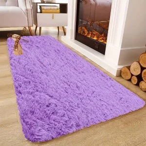 1pc Solid Color Shag Area Rug, Modern Rectangle Plush Fuzzy Rugs, Dry Clean Only, Non-shedding Bedroom Bedside Rugs, Non-Slip Shaggy Furry Carpets For Living Room Bedroom, Home Decor, Room Decor