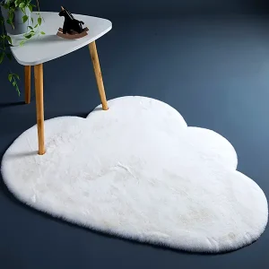 Plush white cloud shaped carpet | durable, lovely and comfortable, washable modern home decoration mat